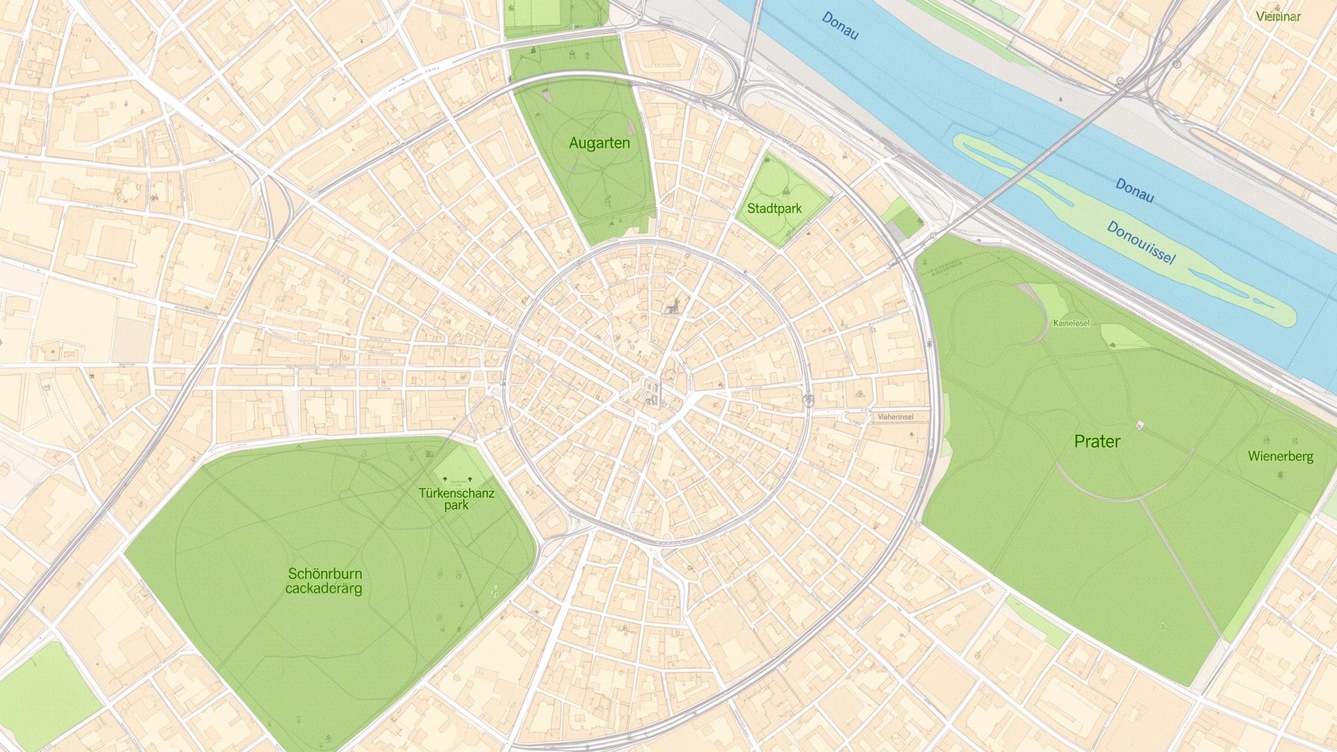 Realistische Karte von Wien im OSM-Stil